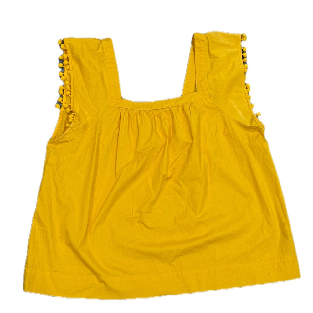 J. Crew Sunflower Yellow Cotton Tank with Pom Poms! 🌻